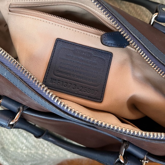 Coach Legacy Haley Satchel Two Tone Dark Brown and Navy - Picture 4 of 7